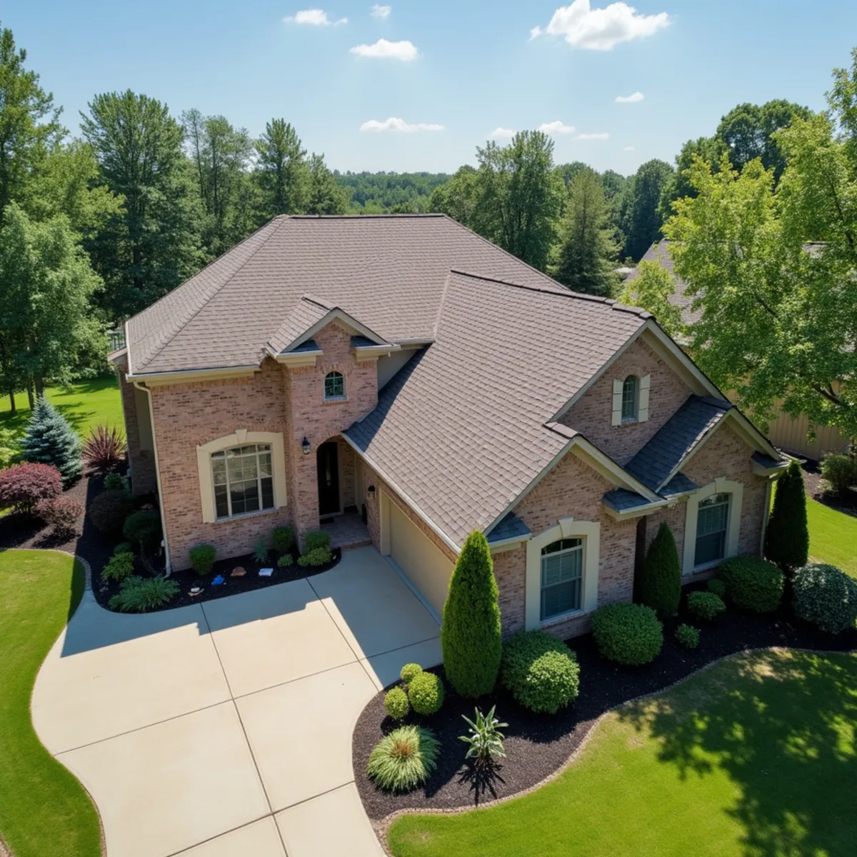 Completed residential shingle roofing installation by Ernest Roofing in Bryant, Arkansas