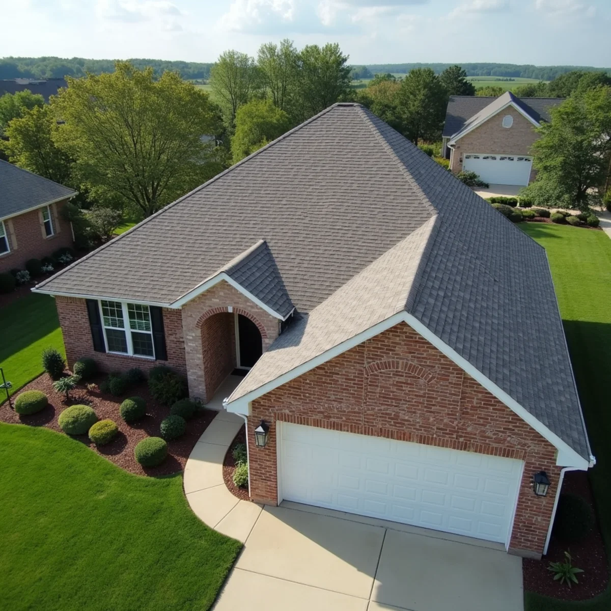 Completed residential shingle roofing installation by Ernest Roofing in Haskell, Arkansas
