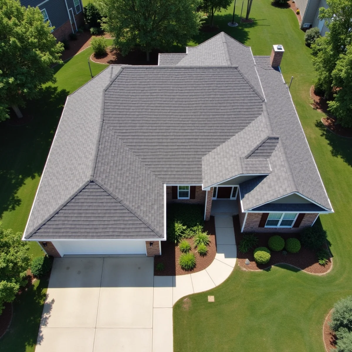 Completed residential shingle roofing installation by Ernest Roofing in Hensley, Arkansas
