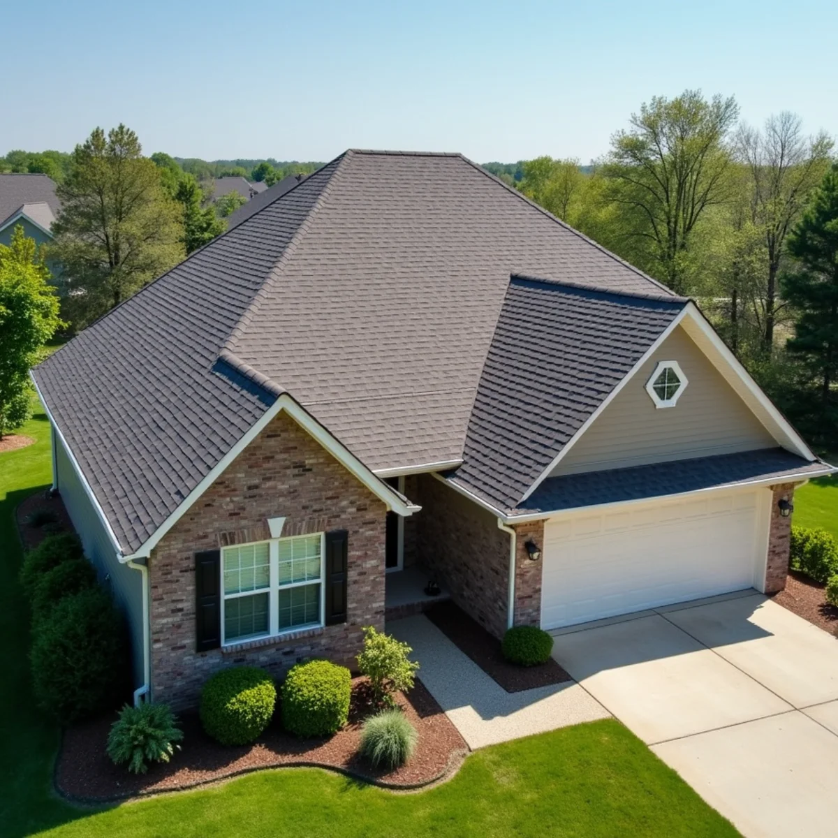 Completed residential shingle roofing installation by Ernest Roofing in Saline County, Arkansas