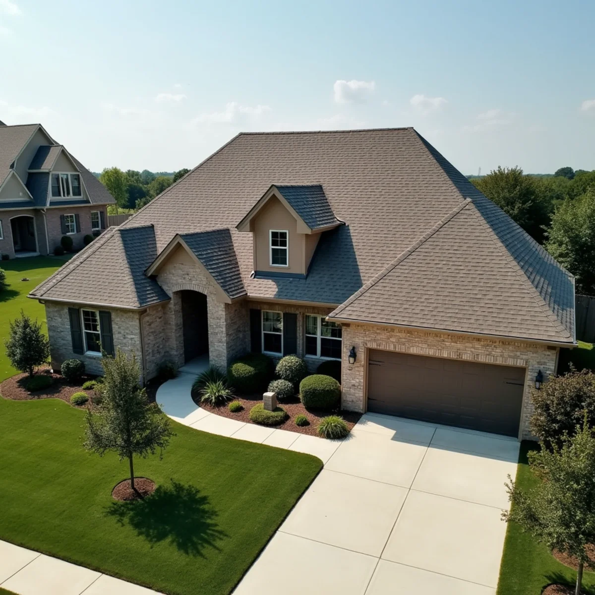 Completed residential shingle roofing installation by Ernest Roofing in Stuttgart, Arkansas